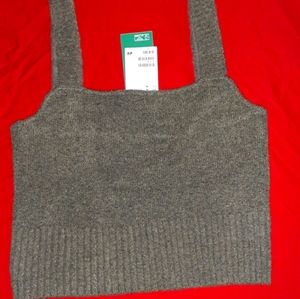 H&M knit crop top in charcoal